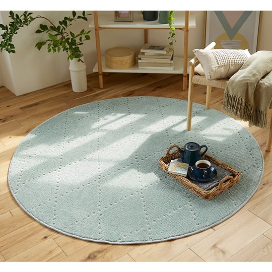「Mポント」ラグ・マット 150cm×150cm ｜#38 ブル－グレ－