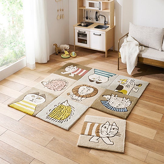 「パズルマット」ラグ・マット 45cm×45cm ｜上段左から、QB6006-85・QB6306-90・QB6026-90・QB6226-65《販売終了》・QB6106-65《販売終了》・QB6216-85・QB6306-85・QB6206-90・QB6006-65